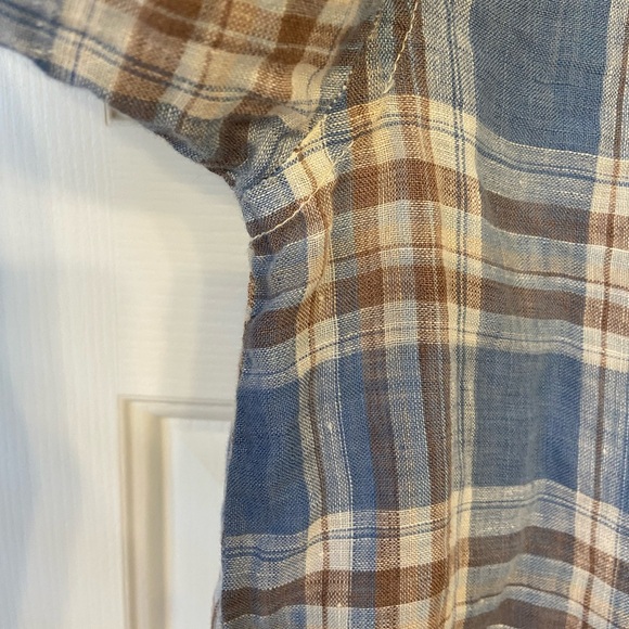 CP Shades Plaid Popover Teton Tunic Top Linen Sz X Small - Picture 10 of 12